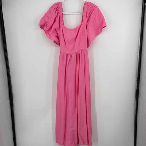 a new day Dresses & Skirts - a new day Target Pink Puff-Sleeve Maxi Dress tie back size small